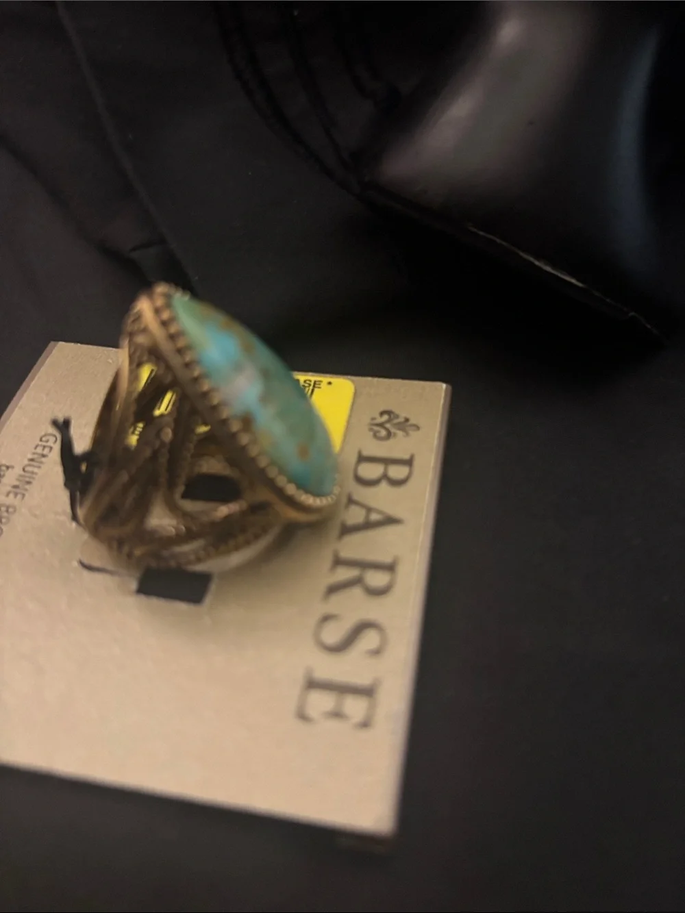 Studio Barse Teardrop Turquoise Blue and Bronze Ring